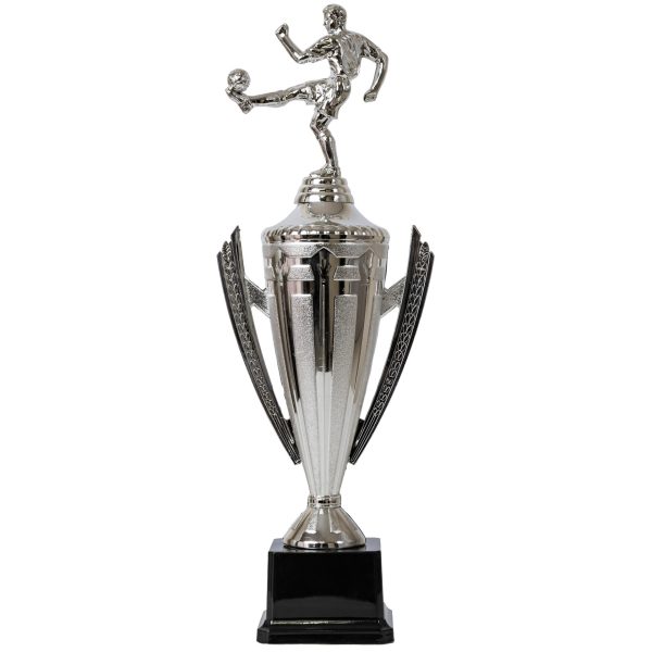 Plastic Trophy Including Fig, Silver, Large, 40cm