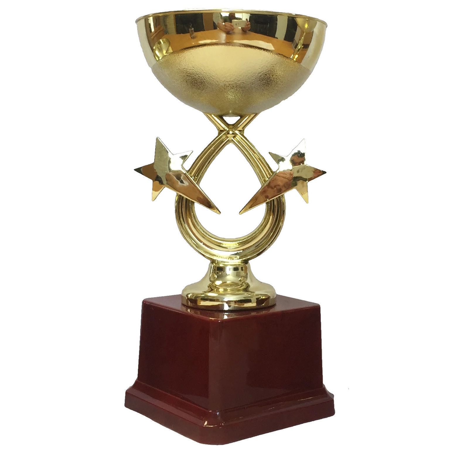 5485-trophy-plastic-gold-bowl-25cm Gold Bowl with Stars Trophy - Image 1