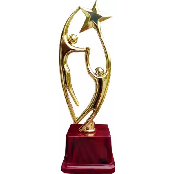 Gold Couple Reaching for a Star Trophy