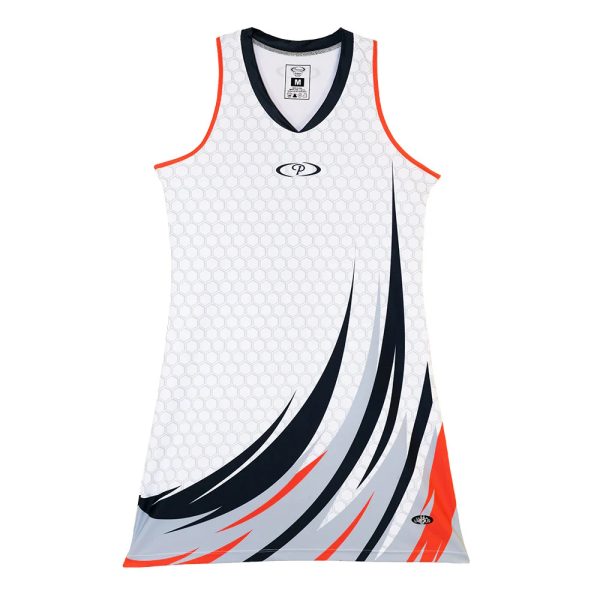 Premier Ladies Jaguar Sublimated Netball Dress Set - White/Red/Black